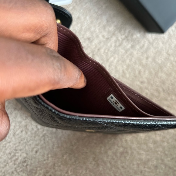 Brand New Classic Chanel Caviar Flap Card Holder Wallet Black Gold CC - Picture 8 of 9